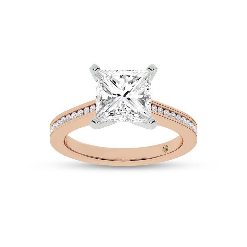Paris Channel Set Princess Cut Lab Diamond Engagement Ring | 10K Rose Gold 3 1/4 CT. TW.