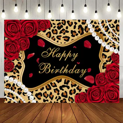 Aperturee Leopard Rose Glitter Themed Birthday Backdrop