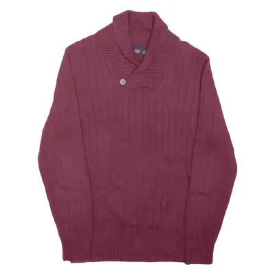 NAUTICA Jumper Maroon Tight Knit High Neck Mens L