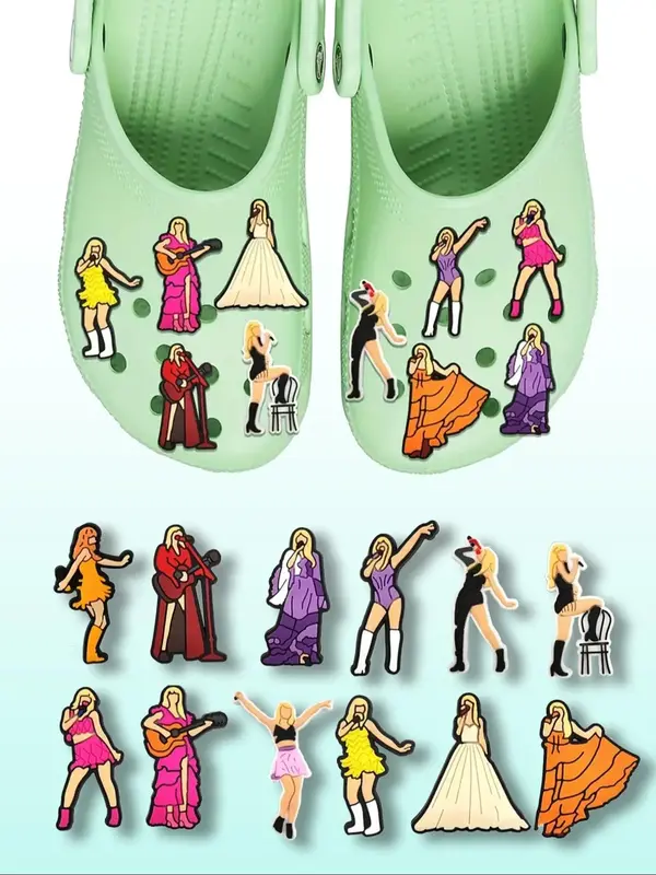 Cartoon Singer Themed Shoe Decoration Charms, Cute PVC Shoe Accessories for Women's Clogs, Fashionable Shoes Decorations for ...