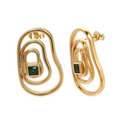 304 Stainless Steel Rhinestone Stud Earrings