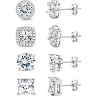 MILACOLATO Cubic Zirconia Stud Earrings Hypoallergenic 925 Sterling Silver Post Earrings Big Brilliant Stud Earrings for Wome...
