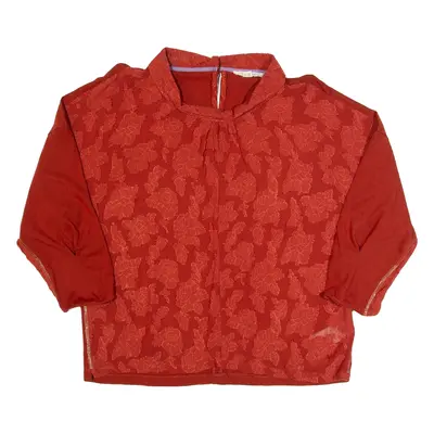 WHITE STUFF Sheer Womens Printed Blouse Red Roll Neck 3/4 Sleeve UK 12