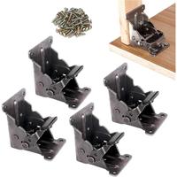 4 Pack Folding Brackets, Lock Extension Support Bracket Foldable Self Lock Hinges with Screws for Table Bed Leg Feet