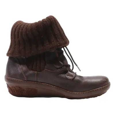EL NATURALISTA Lace-Up Boots Brown Canvas Womens UK 4
