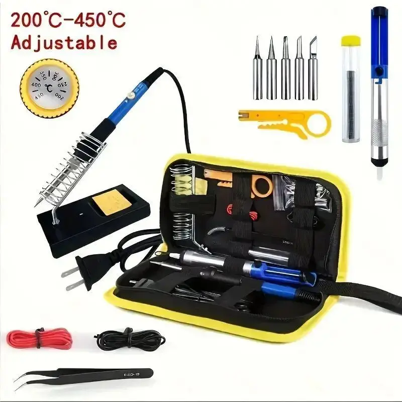Soldering Iron Kit, 1 Set 60W Temperature Adjustable Soldering Iron Kit, Soldering Station, Soldering Repair Tool, Welding E...