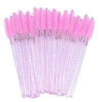 50pcs Disposable Eyelash & Eyebrow Brush, Glitter Design Eyelashes Brushes Comb, Makeup Brushes, Professional Makeup Tools Fo...