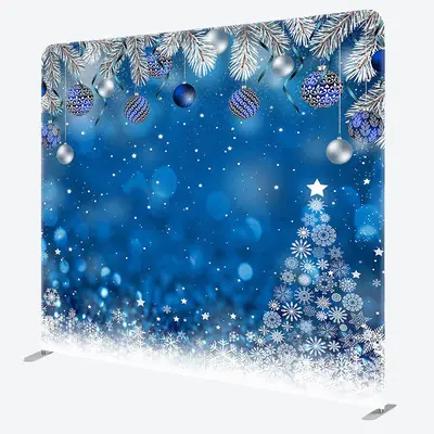 Aperturee Blue Snowy Bell Bokeh Christmas Pillow Case Backdrop - Aperturee