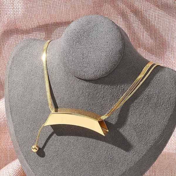 304 Stainless Steel Curved Tube Snake Chain Necklaces for Women