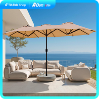 Walsunny 15 ft Large Patio Umbrella with Base Include,Double Sided Outdoor Rectangular Patio Umbrella with Crank Handle for P...