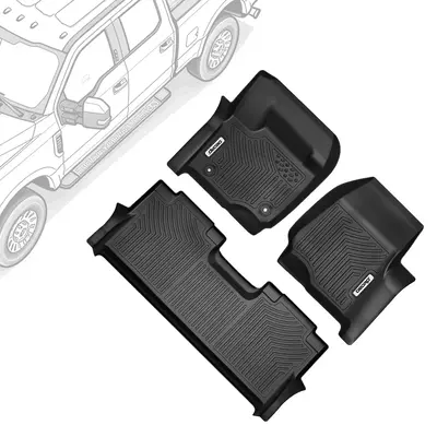 OEDRO Floor Mats for 2017-2025 Ford F-250 / F-350 Super Duty Crew Cab 1st Row Bucket Seat,Unique Black TPE All-Weather Guard ...