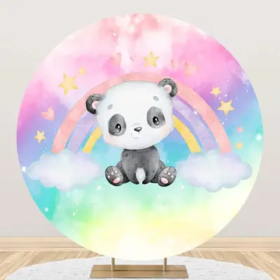 Round Colorful Rainbow Clould Baby Shower Backdrop - Aperturee