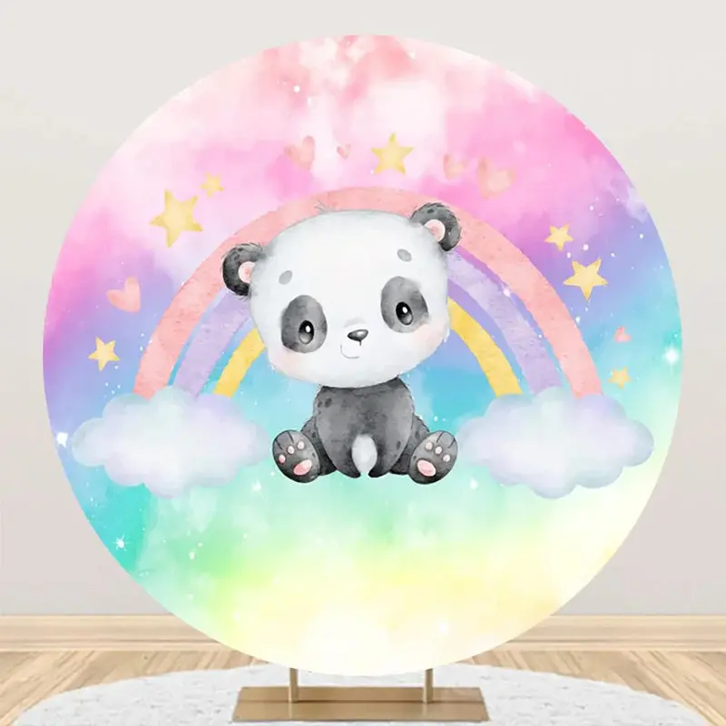 Round Colorful Rainbow Clould Baby Shower Backdrop - Aperturee