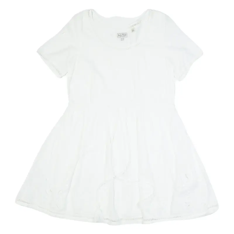 JACK WILLS Womens Day Dress White Short Sleeve Knee Length UK 12