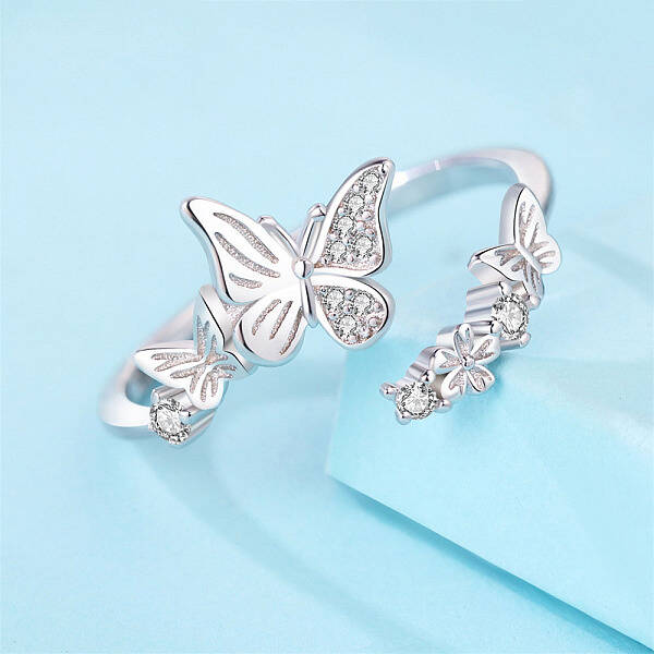 925 Sterling Silver Micro Pave Cubic Zirconia Cuff Rings