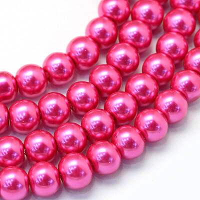 Baking Painted Pearlized Glass Pearl Round Bead Strands