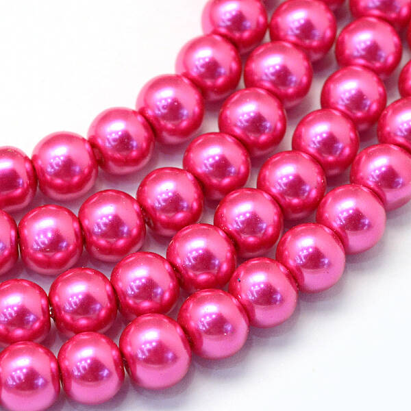 Baking Painted Pearlized Glass Pearl Round Bead Strands