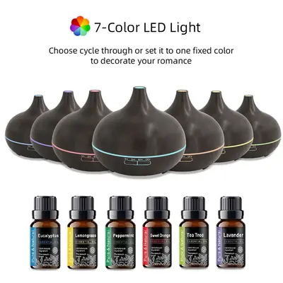 Extra Large 550ml Essential Oil Diffuser More Runtime, More Benefits! Wood Grain Design, Remote, 7 Color LED, 6 Oils Better...