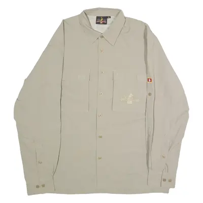 ALPINE CLUB SWITZERLAND Mens Plain Shirt Beige Long Sleeve XL