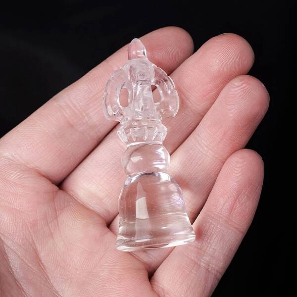 Natural Quartz Crystal Carved Vajra Figurines for Home Desktop Decoration