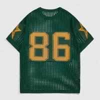 HYPESTFIT Men's Hollow Out Knitted Sweater Shirt Top Letter Drop Shoulder Short Sleeve Pullovers Top