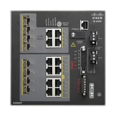 Cisco IE-4000-4GS8GP4G-E | IE4000 Series 4 x SFP Ports + 8 x Ports PoE+ 1000Base-T + 4 x Combo Gigabit SFP Ports L3 Managed R...