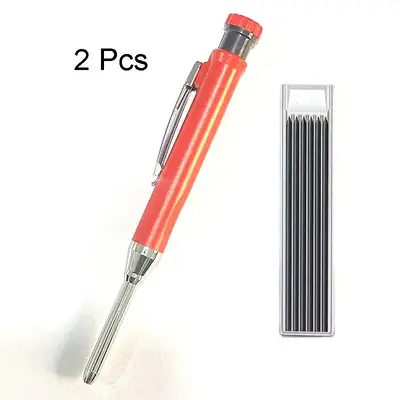 Carpenter Mechanical Pencil with Sharpener, 1 Set Including 1 Count Long Head Carpenter Pencil & 1 Box Lead, Woodworking Cons...