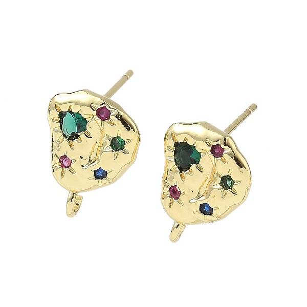 Brass Micro Pave Cubic Zirconia Stud Earring Findings