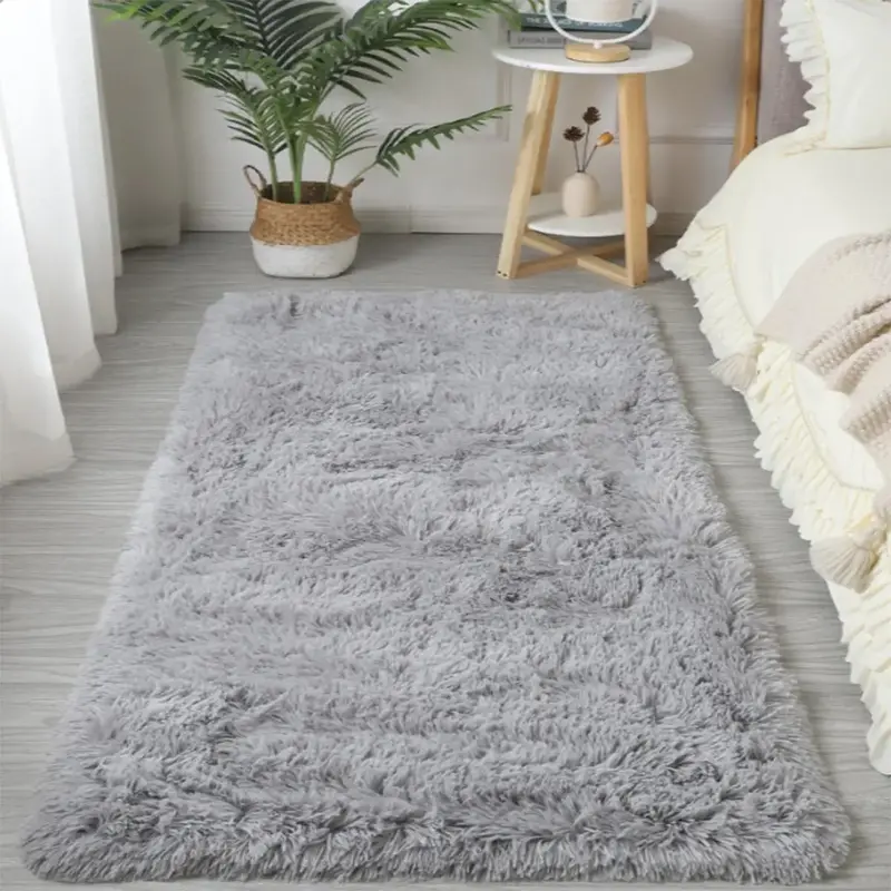 Modern Style Faux Fur Large Rug, 1 Count Non-slip Shaggy Decoration Rug with Comfort Surface for Bedroom Living Room