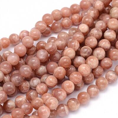 Round Natural Grade B Sunstone Beads Strands