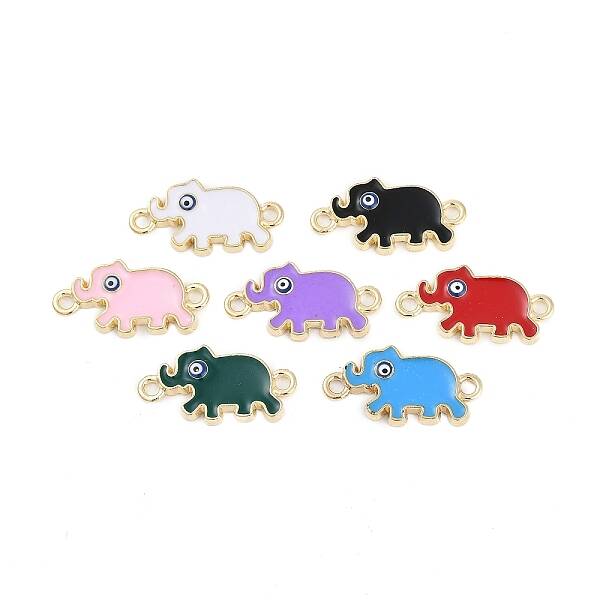 Alloy Enamel Elephant Connector Charms