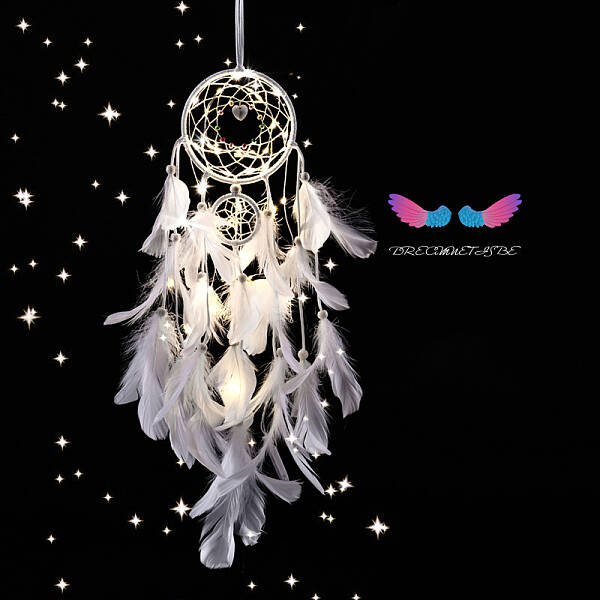 Indian Style Cotton Rope Woven Net/Web with Feather Pendant Decoration