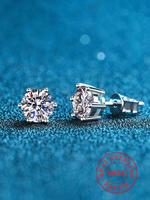 S925 Sterling Silver Glittering Stud Earrings, Pretty Studs, Fashionable Stud Earrings for Women & Girls, Trendy All-match & ...
