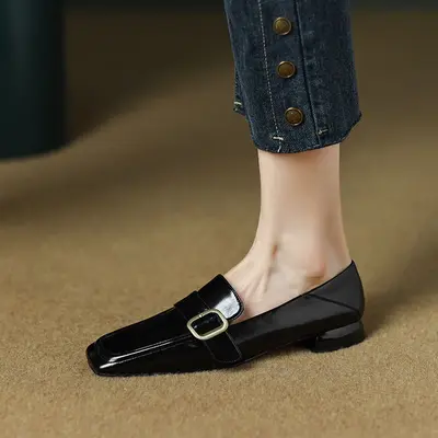 CHIKO Jaquinda Square Toe Block Heels Loafers Shoes