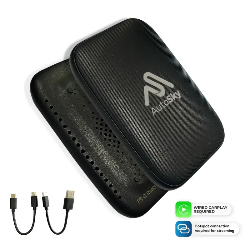 AutoSky AI Box Lite - Streaming Netflix and Youtube to your car! Wired CarPlay and HotSpot Required Wireless CarPlay and Andr...