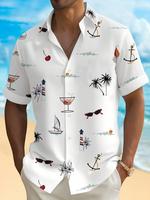 Men's Tropical Print Short Sleeve Shirt, Regular Fit Casual Comfy Top for Summer, Men's Collared Clothes for Beach Vacation, ...
