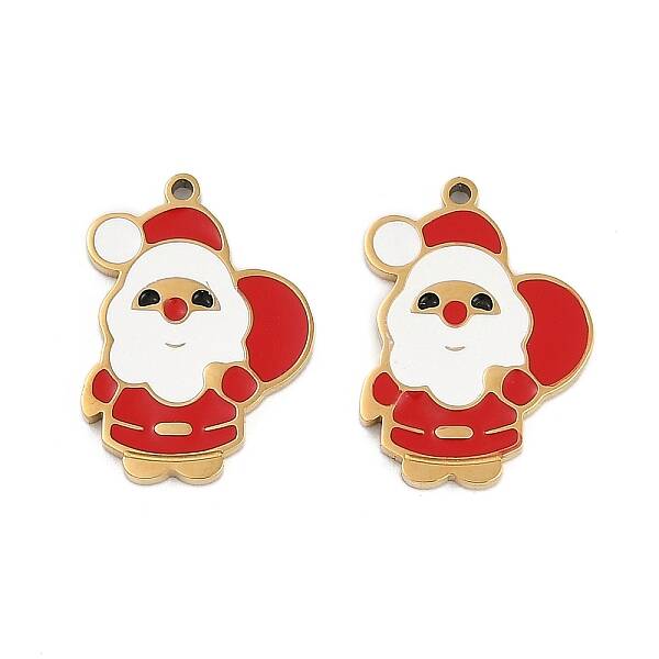 Christmas Theme Ion Plating(IP) 304 Stainless Steel Enamel Pendants