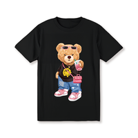 kawaii Little Bear Print T-shirt Short Sleeve Crew Neck Casual Top for Summer Spring Women's Clothing Shirt