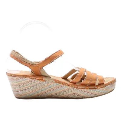 TBS Wedge Heels Orange Leather Womens UK 6