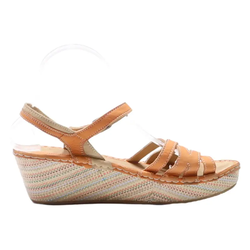 TBS Wedge Heels Orange Leather Womens UK 6