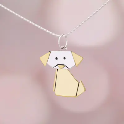 Origami Pet Necklace - Cat - with Sterling Cable Chain