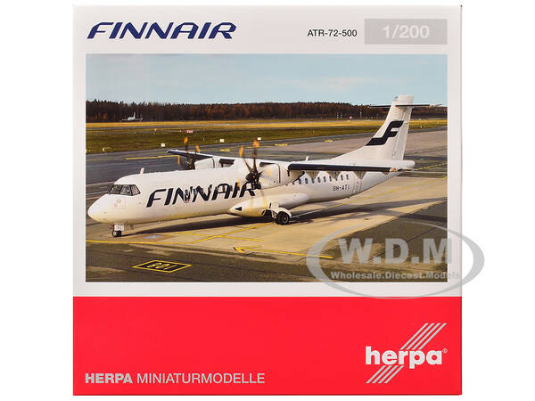 ATR 72-500 Commercial Aircraft FinnAir (OH-ATI) White 1/200 Diecast Model Airplane by Herpa