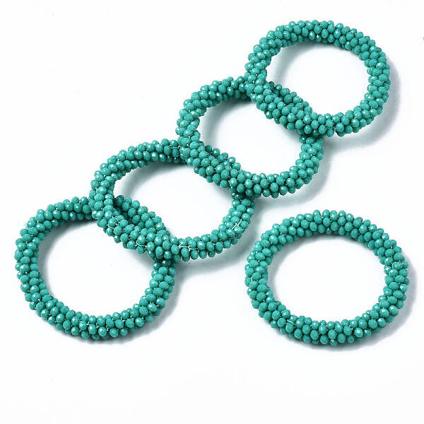 Faceted Opaque Glass Beads Stretch Bracelets