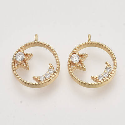 Brass Micro Pave Cubic Zirconia Charms