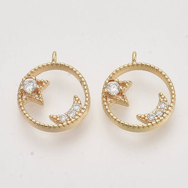 Brass Micro Pave Cubic Zirconia Charms