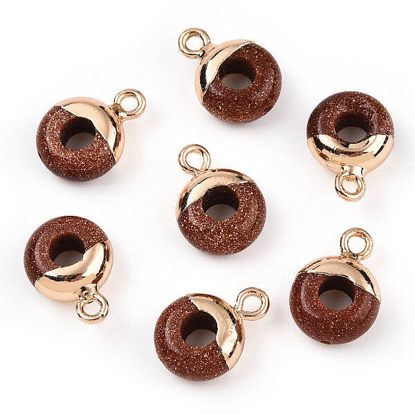 Synthetic Goldstone Flat Round/Donut Charms