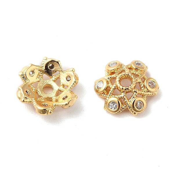 Brass Micro Pave Cubic Zirconia Bead Cap