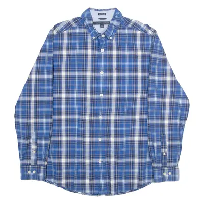 TOMMY HILFIGER Classic Fit Mens Shirt Blue Check Long Sleeve M