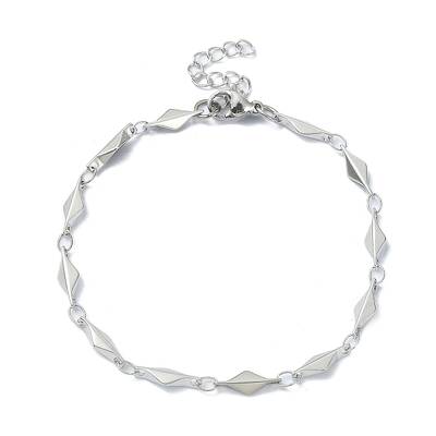 Non-Tarnish 304 Stainless Steel Rhombus Link Chain Bracelets for Women