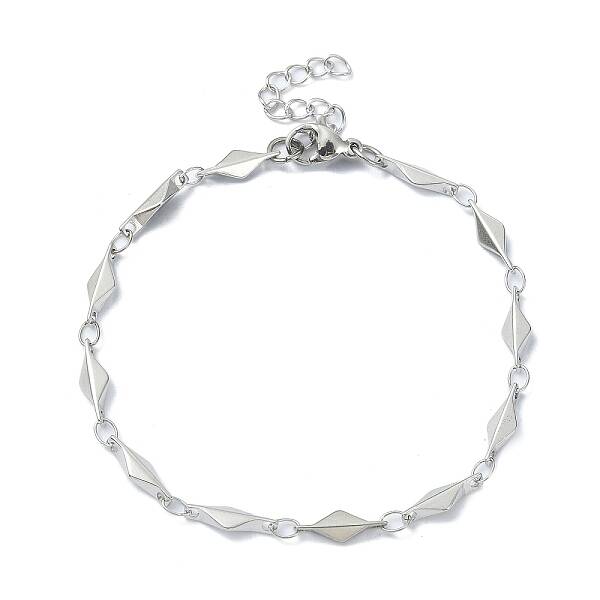 Non-Tarnish 304 Stainless Steel Rhombus Link Chain Bracelets for Women